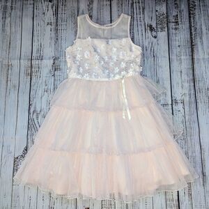 Jona Michelle Light Pink Floral Tiered Dress